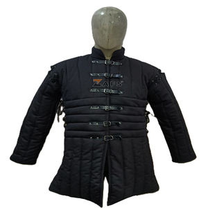 Gambesón Medieval de Manga Larga, Acolchado Grueso de Algodón, Hecho a Mano, Disfraz Unisex para Adultos, Frente Abierto, Color Negro, Armadura de Caballero - Product Image 1