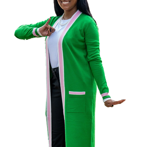 เดรสคาร์ดิแกนไหมพรมถักแบบยาว รุ่น Sorority Breeze ผ้าขนสัตว์/แคชเมียร์หนานุ่ม สวมใส่สบายสำหรับฤดูหนาว สีชมพูและเขียว - Product Image 2