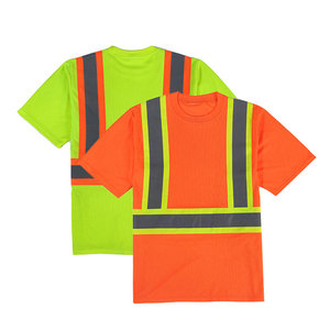 เสื้อยืดสะท้อนแสงเพื่อความปลอดภัยในการทำงาน ยี่ห้อ Econex Sports ได้รับการรับรองมาตรฐาน CE/EU ผลิตจากโพลีเอสเตอร์ สีส้ม-เขียวมะนาว สำหรับผู้ชาย - Product Image 1