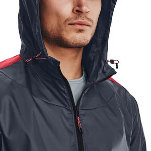 Chaqueta cortavientos para hombre con MOQ bajo, logotipo bordado personalizado, con capucha, impermeable, ligera, para viaje. - Product Image 5