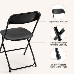 Chaises pliantes blanches, pack de 4/6/10, empilables, légères, en PP, pour intérieur/extérieur, événements, bureaux, mariages - Product Image 3
