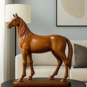 Centre de table en bois sculpté à la main en forme de cheval pour la décoration de maison de luxe, salon, salle à manger, présentation décorative - Product Image 1
