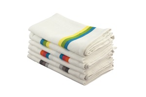 Serviettes de cuisine en coton rayées rectangulaires tissées blanches et bleues, séchage rapide, écologiques, résistantes aux enfants, lavables en machine - Product Image 2