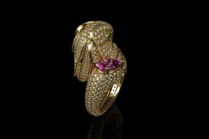 Bague de luxe pour femme en forme d'oiseau perroquet, diamants brillants de laboratoire, plaqué argent 925, bague personnalisée motif animal, certifiée IGI - Product Image 4