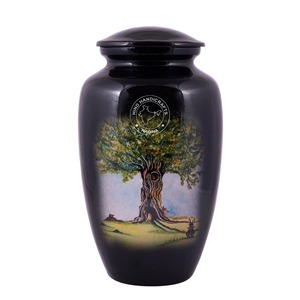 Black Cremation <b>Urn</b> with Silver Floral Design Decorative <b>Large</b> <b>Urn</b> for Adult Ashes Durable Memorial <b>Urn</b> For Human Ashes - Product Image 4