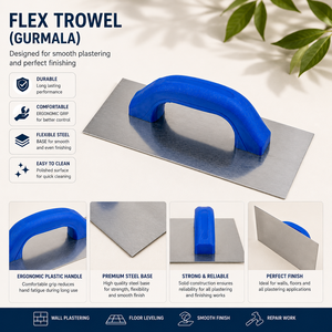 Truelle à plâtrer professionnelle Gurmala avec manche en plastique et base en acier pour la finition des murs et sols en ciment et mortier, maçonnerie - Product Image 5