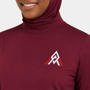 Ensemble Burkini Modeste Femme Décontracté Manches Longues Col Roulé Couleur Unie Bordeaux Séchage Rapide Spandex Polyester Couverture Complète Écologique - Product Image 5