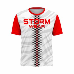 Camiseta deportiva roja de poliéster 100% de secado rápido y transpirable, con logotipo personalizado OEM, para hombre, sublimación, venta al por mayor. - Product Image 4