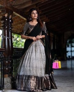 Vestido de Novia Elegante de Talla Grande con Bordado de Terciopelo y Chifón, Estilo Sirena, para Mujer, Blusa Chunni, Ropa de Fiesta Nupcial India 76191 - Product Image 4