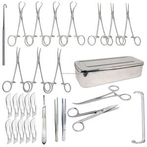 Kit d'instruments vétérinaires pour la castration, 28 pièces, manuel, en acier inoxydable allemand, instruments chirurgicaux certifiés CE - Product Image 1