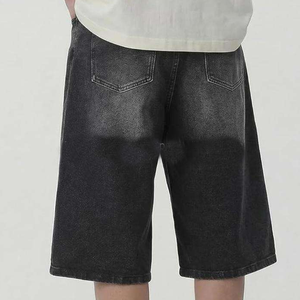 OEM Men Mid Waist Breathable Quick Dry Distressed Denim <b>Shorts</b> Frayed Hem Straight-leg Y2K Hip Hop <b>Belt</b> Casual 100% Cotton - Product Image 4