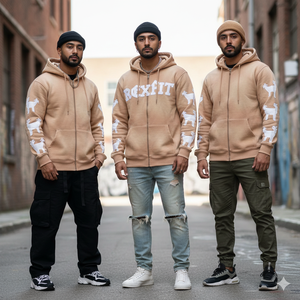 Fabricante de Sudaderas con Capucha al por Mayor, Corte Holgado, 450 GSM, 100% Algodón, Felpa Francesa, Sudaderas con Capucha Personalizadas con Bordado Desgastado y Cierre de Cremallera - Product Image 3