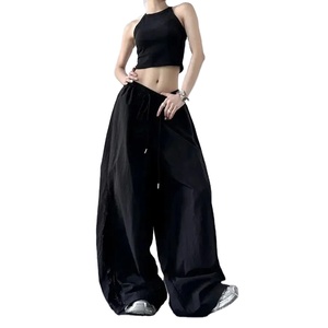 Vintage Cargo Causal Baggy Wide Leg Pants for <b>Women</b> Female Fashion Patchwork Lace Parachute <b>Trousers</b> <b>Summer</b> Streetwear - Product Image 2