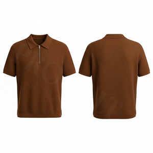 Chemise respirante à séchage rapide de qualité supérieure avec fermeture éclair sur le devant, en coton tricoté élégant à manches courtes, décontractée, confortable, imprimée et personnalisable - Product Image 2