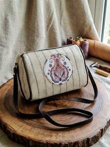 Woven Canvas Tote Bag Crossbody Shoulder <b>Handbag</b> Embroidered Paisley Zipper Purse with Polyester Lining for Daily Travel - Product Image 2