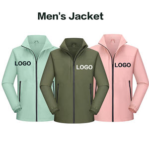 Men's Windproof Breathable <b>Zipper</b> <b>Jacket</b> Color Blocking Stand Collar Formal Winter Outdoor Wear Custom Logo Front Printing - Product Image 2