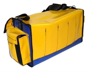 Yellow And Blue Multi-Pocket Tool Bag With Adjustable Straps And Organizer Pockets For Workshop Use - Product Image 2