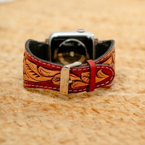 Meilleures ventes Bracelet de montre en cuir véritable Bracelet de montre en cuir repoussé à la main Nouveaux cadeaux Western Business Casual Fashion - Product Image 2