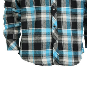 Camisas Casuales de Verano para Hombre, Personalizadas, 100% Algodón, Tejido Dobby, 220g, Ligeras, Cuello Mao, Botones Cubiertos, Diseño a Cuadros - Product Image 5