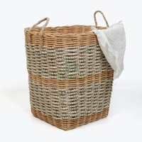 Vente en gros Panier à linge rond en rotin tressé pour vêtements/Panier à bûches en osier pour achats