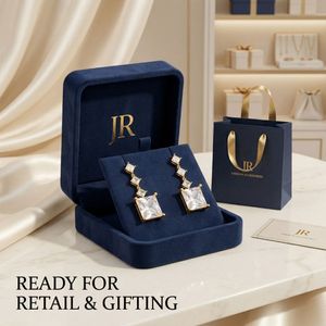 JR Wholesale - Aretes Colgantes Cuadrados Clásicos de Acero Inoxidable Chapados en Oro de 18K con Circonita para Mujer, Ideales para Bodas - Product Image 6
