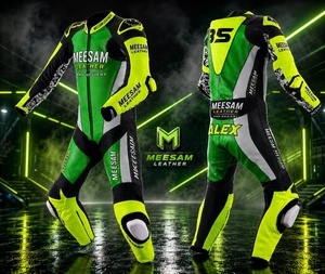 Traje de Motociclismo Unisex de Cuero Premium, Manga Larga, Protección Interna/Externa, Ventilación Transpirable, Ajuste Cómodo - Product Image 1