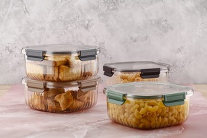 Modern Design Kitchen <b>Storage</b> Container Set Dishwasher Safe Reusable <b>Plastic</b> <b>Bins</b> with Flip Lids for Fruits Vegetables Meats - Product Image 3