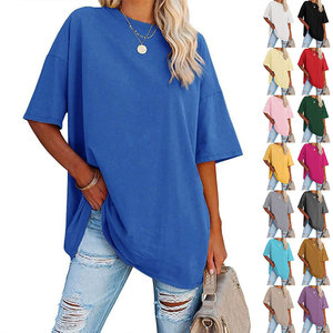 T-shirt unisexe à manches courtes, coupe classique, couleur unie, col en V, jersey de coton, écologique, plissé, printemps-été, décontracté, basique - Product Image 3