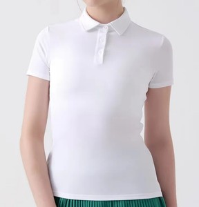 T-shirt personnalisé pour femme, été, décontracté, uni, en polyester/coton tricoté, col rond, manches courtes, anti-plis, séchage rapide - Product Image 2