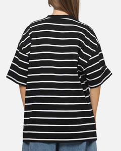 T-shirt rayé noir surdimensionné pour femmes, fabriqué au Pakistan, matière de qualité supérieure, coupe décontractée, coton doux, vêtements décontractés - Product Image 3