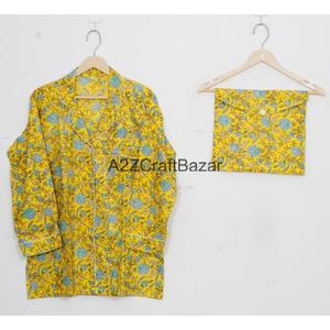 Conjunto de Pijama de Algodón 100% para Mujer, Manga Larga, Estampado Floral, Cuello Camisero, Cintura Elástica, Suave, Transpirable, de Secado Rápido, para Todas las Temporadas - Product Image 2