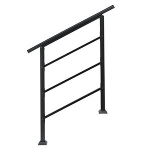 Corrimano in Ferro Battuto Transizionale per Gradini Esterni da 1-3 Gradini con Kit di Installazione Nero - Dispositivi di Assistenza - Product Image 1