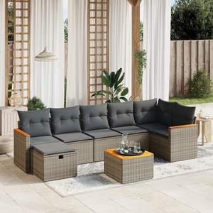 Dark <b>Grey</b> Rattan Garden Sofa Set 6 Seater Outdoor Furniture Contemporary Design Wicker <b>Frame</b> - Product Image 3