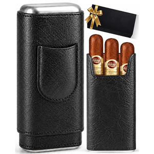 Estuche de cuero ejecutivo para cigarros con organizador integrado y cortador integrado para profesionales que buscan cigarros de primera calidad. - Product Image 5