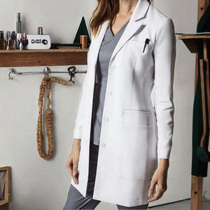 Reasonable Price Woven Cotton Polyester Summer Hospital Scrubs White Lab Coat Custom Logo Short Sleeves Unisex Nurse Uniform - Product Image 3