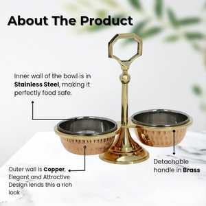 2pcs Premium Quality Copper Steel Serving Dish Rack Pickle Condiment Mouth Freshener & Dry Fruits Container Metal Material Sale! - Product Image 2