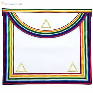 Épingle de sécurité en peau d'agneau de qualité supérieure pour tablier maçonnique, accessoire cérémoniel brodé, artisanat raffiné, finition élégante - Product Image 1