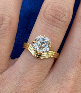 แหวนเพชรทรง Asscher Cut 3 กะรัตจาก Frances, แหวนเพชรเม็ดเดี่ยวเหนือกาลเวลา, เครื่องประดับเจ้าสาวสุดหรูทอง 14K, ของขวัญสำหรับขอแต่งงาน - Product Image 1