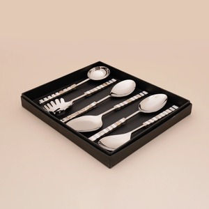 Elegante Juego de Cubiertos de Metal con Asa Incrustada, Acabado de Alto Brillo, Apto para Lavavajillas, Cubertería para Bodas - Product Image 6
