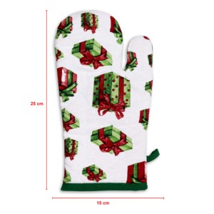 Beautiful Christmas Printed Design 100% Cotton <b>Oven</b> Mitts High-Temperature <b>Gloves</b> for Kitchen and <b>Oven</b> Use. - Product Image 5