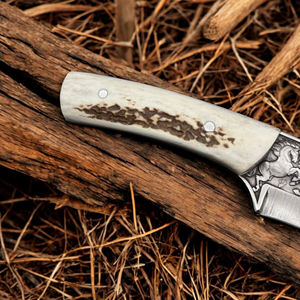 Handmade Deer Antler Handle Stainless Steel Full Tang Blade Bushcraft Hunting Knife Custom OEM <b>Hunter</b> <b>Gifts</b> <b>for</b> Men Luxury - Product Image 2