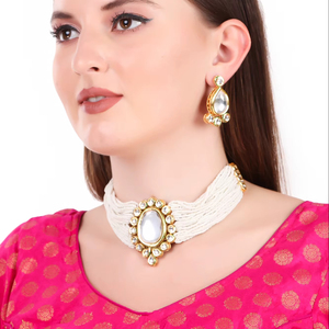 24K Gold Plated Ruby & Emerald CZ Studded Handcrafted Traditional Jewellery Set - Product Image 1