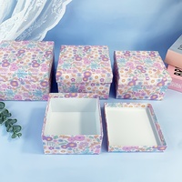 Vente flash - Coffret cadeau carré élégant recyclable avec estampage à chaud - Emballage de luxe pour cosmétiques et bijoux - Rose floral - Revêtement UV - Personnalisé
