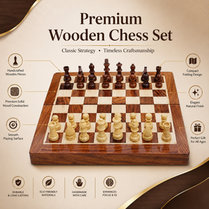 Juego de Ajedrez de Madera de 10 Pulgadas |   Juego de Ajedrez Plegable Hecho a Mano con Almacenamiento, Juego de Estrategia Clásico Premium para Niños y Adultos, Familiar - Product Image 5