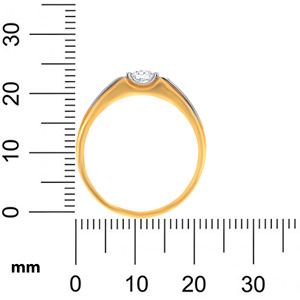 Bague Solitaire Homme Streamy Calmness Luxe Plaqué Or Jaune 18K Bicolore avec Solitaire Rond de Laboratoire pour Homme - Product Image 5