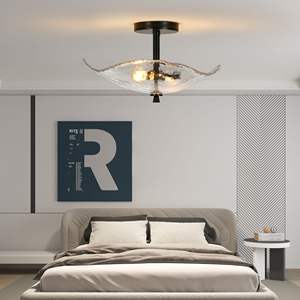 <b>Ceiling</b> <b>Light</b> Fixtures Black Flush Mount Indoor/<b>Outdoor</b> Water Ripple Glass Shade for Hallway Kitchen Bedroom Porch Living Room - Product Image 3