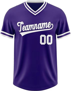 Camiseta de Béisbol de Alta Calidad para Hombre, Cuello en V, Manga Corta, Estampado por Transferencia de Calor, Uniforme Deportivo Sólido, 100% Poliéster - Product Image 1