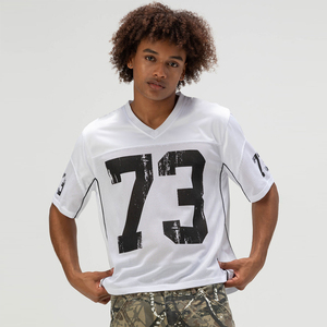 <b>Top</b> Quality <b>Men's</b> Vintage Boxy Soccer Football T-Shirt White Color Half Sleeve Polyester <b>Mesh</b> Summer T-Shirts - Product Image 2