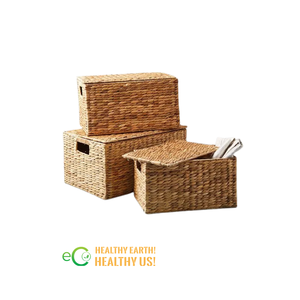 Custom Sizes <b>Wicker</b> Storage <b>Basket</b> Natural Water Hyacinth Laundry Hamper <b>Basket</b> - Made in Vietnam - Product Image 1