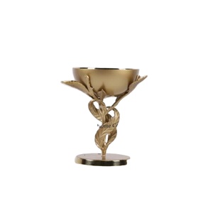Venta caliente Oud Burner Wax Candle Stick Warmer Gold Finished Round Burner con soporte atractivo Incienso Bakhoor Burner & Holder - Product Image 1